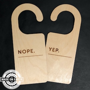 Nope, Yep, Do Not Disturb Sign, Minimalist, Work Door Hanger, Door Sign, Office Sign, Personalize