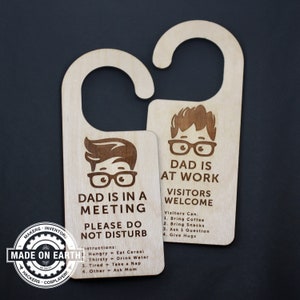 Dad Working Door Hanger, Meeting In Progress Sign, Please Do Not Disturb Sign, Home Office, Working Remote, Personalize