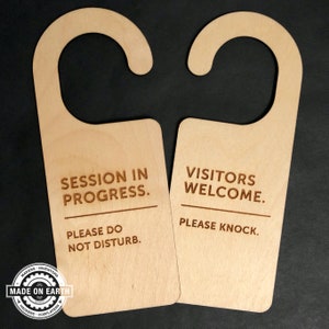 Session en cours, panneau Ne pas déranger, veuillez frapper, affichette de porte de travail, panneau de bureau, personnaliser