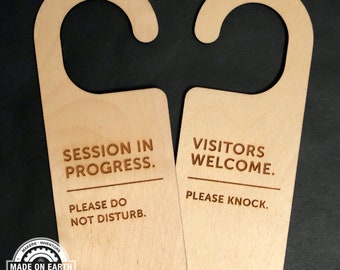 Session In Progress, Do Not Disturb Sign, Please Knock, Work Door Hanger, Office Sign, Personalize