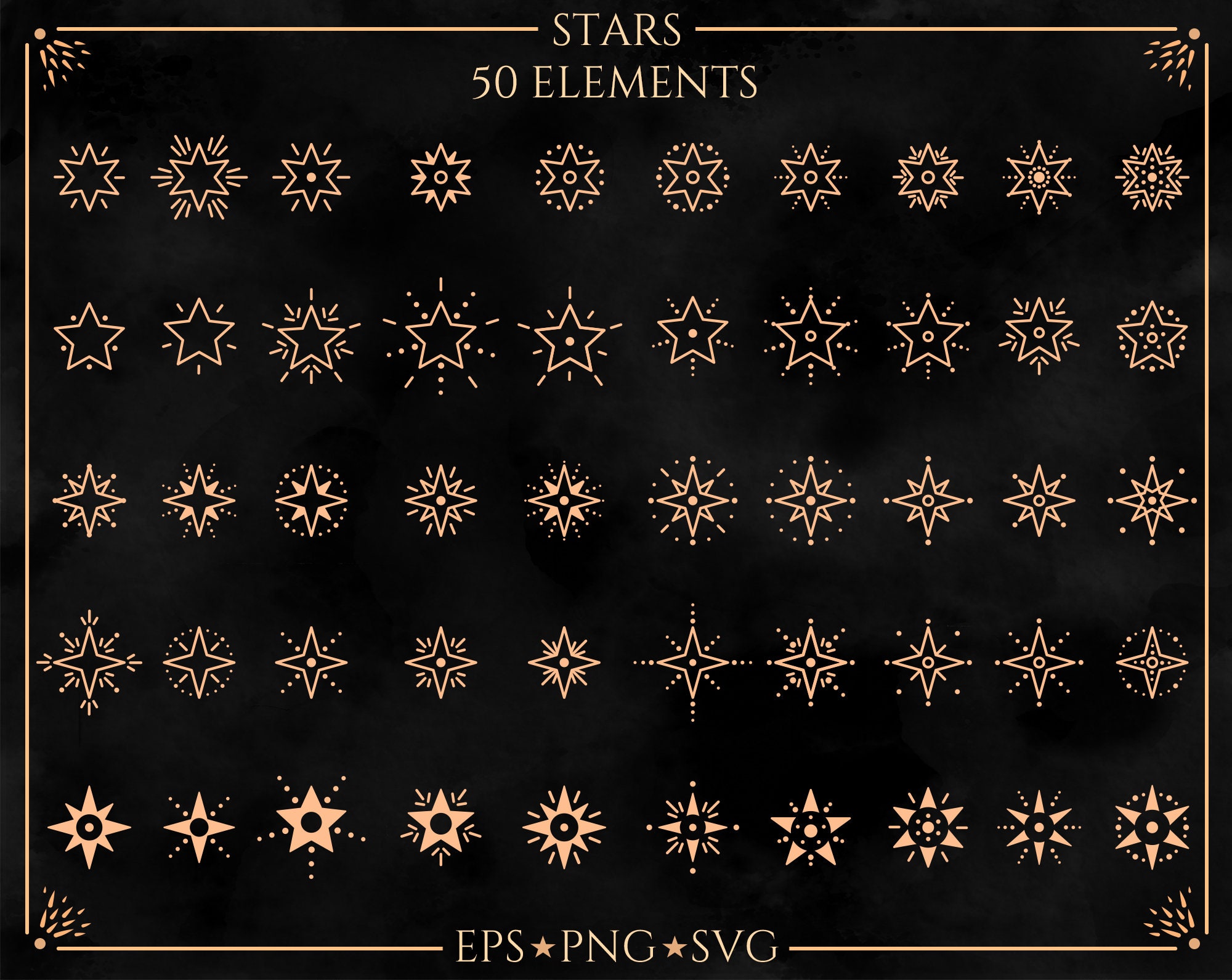 Celestial Star Clip Art Stars Svg Bundle Star Outline  Etsy UK