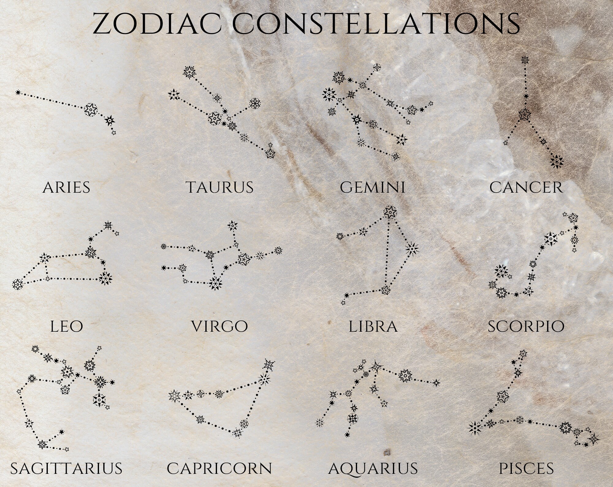 Celestial Zodiac Illustration Bundle Svg Zodiac Symbols | Etsy