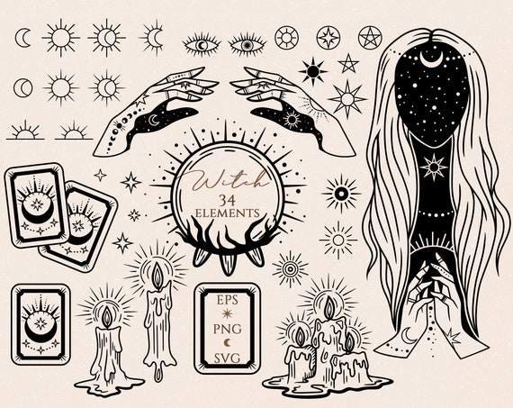 Download Witch Clipart Wizard Svg Fortune Teller Crystal Ball And Tarot Etsy