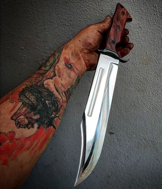 Handmade Carbon Steel Bowie Knife: Vintage Hunting Knife with Rosewood Handle