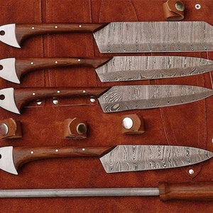 Custom Handmade Damascus Steel Chef Knifes set of 4 pcs / Kitchen Chef Knife / Damascus Chef Knives/dinning chef set/BBQ knives set/