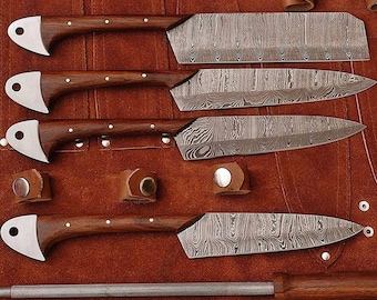 Custom Handmade Damascus Steel Chef Knifes set of 4 pcs / Kitchen Chef Knife / Damascus Chef Knives/dinning chef set/BBQ knives set/