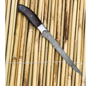 13&quot; custom and handmade Personalized Fillet Knife, with Paaka wood Handle &Damascus Steel Blade, Includes Leather Sheath Fishing Filet Knife