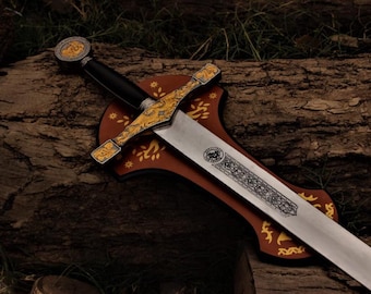 Serpent-Breath Sword Of Uhtred With Leather Cover, The Last Kingdom Sword, Viking Sword, Christmas Gift For Men/HIM, Groomsmen Gift