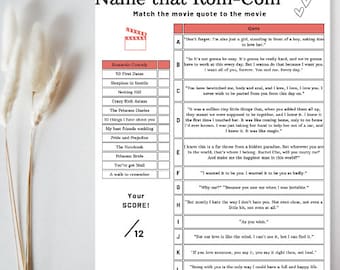 Name that Rom-Com Bridal Shower Game: For the Movie Lover