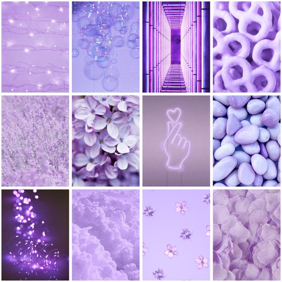 Beautiful Light Purple Aesthetic Wall Art Ll 44 Pieces Collage Kit