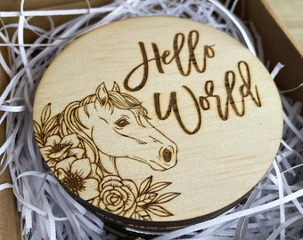 Floral Horse Baby Milestone Discs/Cards, Keepsake, Gift Newborn, Baby Shower