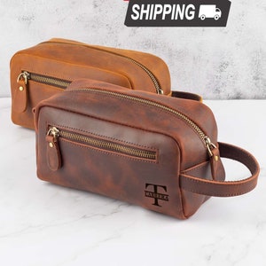 Custom Groomsman Gifts, Toiletry Bag for Men, Leather Travel Bag, Boyfriend bag,Personalized DoppKit for Dad,nmvalentine day gift for fiance