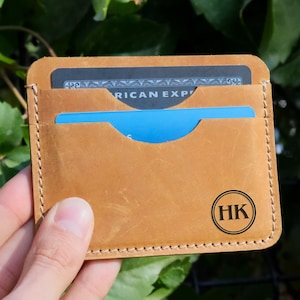 Customized Leather Card Holder, Leather Credit Card Wallet Minimalist Business Slim Credit Card Wallet, Mens Birthday,minimal wallet for men