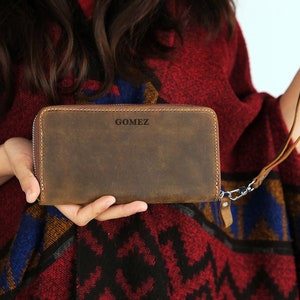 Custom Women Leather Wallet,Custom Purse Her, Personalized Women Wallet,Real Leather Clutch,Monogrammed Leather Purse for mom, mothers day