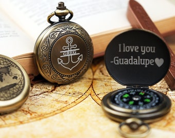 Traveler Gift,Anniversary Gift For Him,Working Compass,Brass Compass,Personalized Brass Compass,Graduation for Son,Teacher Gift,Gift for Dad