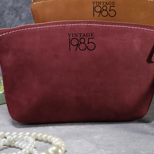 Personalized 40th Birthday For Woman, Vintage 1985,Leather Travel Bag for Women,Custom Leather Make up Pouch,40th Birthday Gift for Women