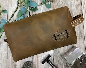 Bulk Football Team Leather Dopp Kit Custom Player Toiletry Bags
