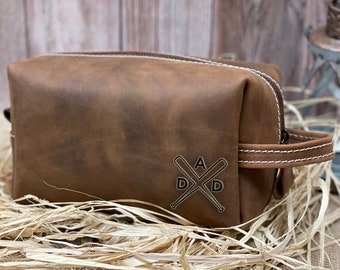 Baseball Gifts,Birthday Gifts For Boys,Leather Dopp Kit,Personalized Toiletry Bag,Baseball Inspired Gifts,Baseball Gifts For Dad,Travel Bag