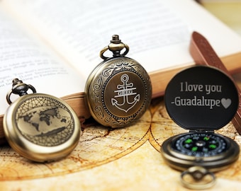 Anniversary Gifts For Men, Personalized Brass Compass, Custom Brass Compass, Birthday Gift For Dad, Groomsmen Gift For Him, Engraved Compass