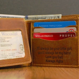 Customized  Leather Wallet,Engraved Genuine Leather, gift for Husband, fathers day Gift for Him, Boyfriend Gift for Men, Custom Gift for Dad