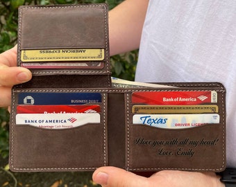 Men's Wallets - Engraved Leather Men Wallet - Personalized Unique Gift For Boyfriend Or Husband As Anniversary, Birthday, Valentine's, Christmas Day, Graduation and Father's Day Gift at Amazon Men's Clothing store
