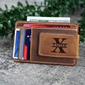 Custom Leather Money Clip Wallet, Magnetic Money Clip, Custom Gift for Him, Wallet for Men, Engraved Wallet,Leather Wallet Mens, fathers day