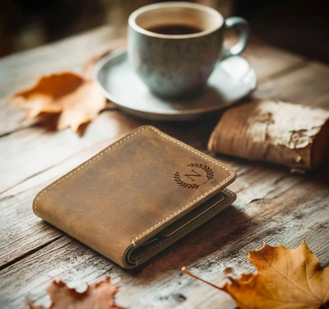 Personalized Leather Wallet For Dad - Engraved Father's Day Birthday Christmas Gift