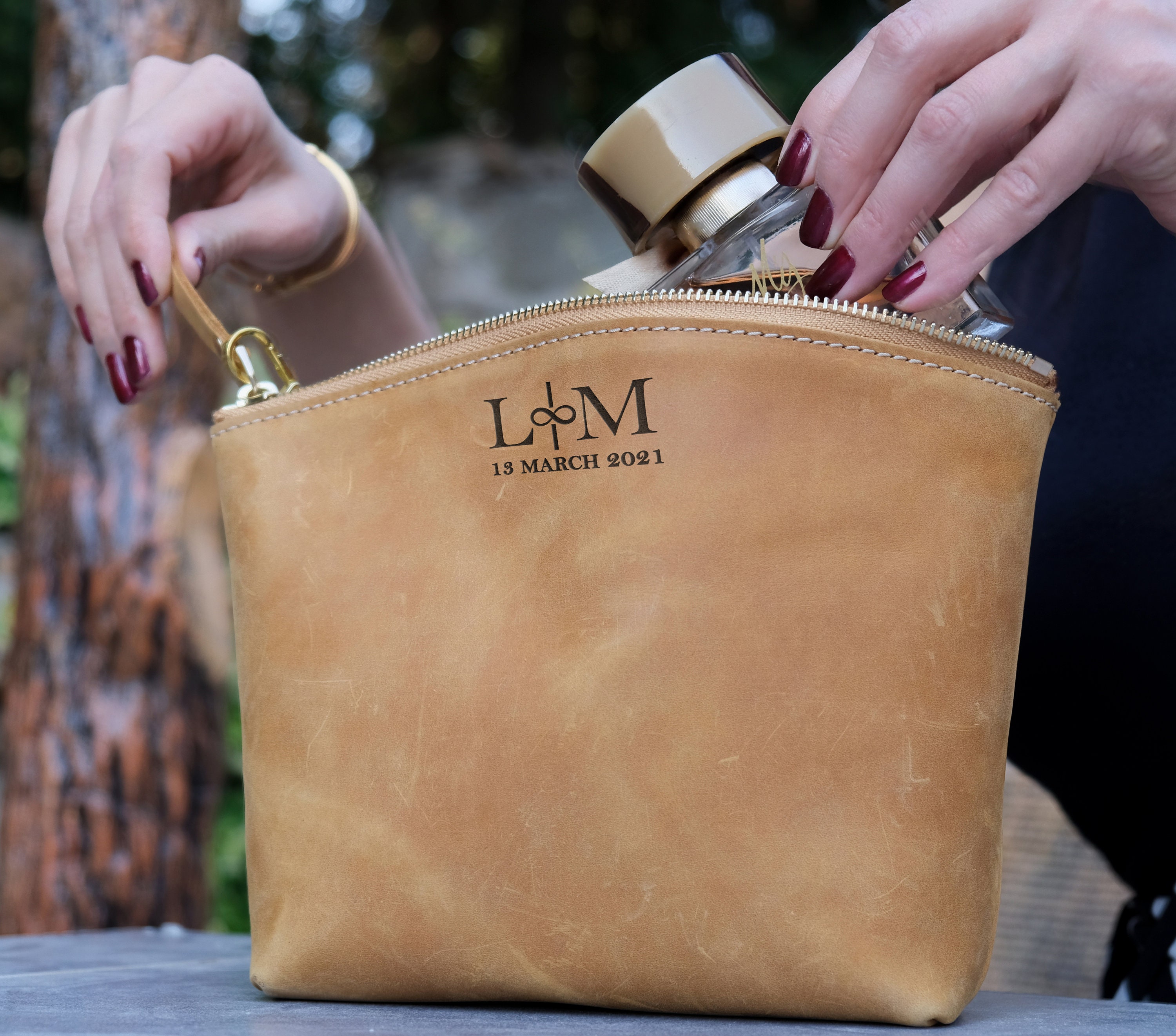 Leather Makeup Bag Custom Makeup Bag Small Leather Makeup  Etsy