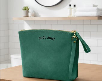 Leather Makeup Bag for Mom, Personalized Cosmetic Pouch, Engraved Name Gift, Mother's Day Gift, Custom Makeup Bag