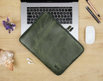 Real Leather Personalized MacBook Gift, Custom Apple Gift, Laptop Sleeve, MacBook Case, Lenovo, HP Laptop Case, 13 inch Laptop Pouch Ideas