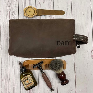 Leather Dopp Kit, Papa Toiletry Bag, Personalized Grandpa Gift, Men Travel Bag, Happy Birthday Daddy, Gift for Dad, Best Friend Gift For Him image 9