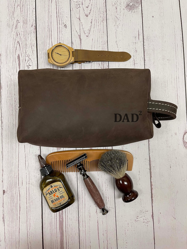 Leather Dopp Kit, Papa Toiletry Bag, Personalized Grandpa Gift, Men Travel Bag, Happy Birthday Daddy, Gift for Dad, Best Friend Gift For Him image 9