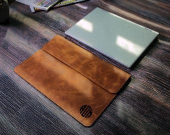 CUSTOM Real Leather Laptop Sleeve, Envelope Case for Laptop, MacBook Air Sleeve, Tech Gifts, Handmade Case for Tablets, IT Gifts, Paper File