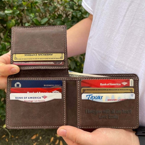 Personalized Trifold Wallet Anniversary Gift Mens Etsy Canada
