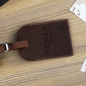 Real Leather Travel Tags, Leather ID Tags, Monogrammed Name Tag, Wedding Favors, vacation match Gifts, Custom Gift  Bridesmaids, Name gift