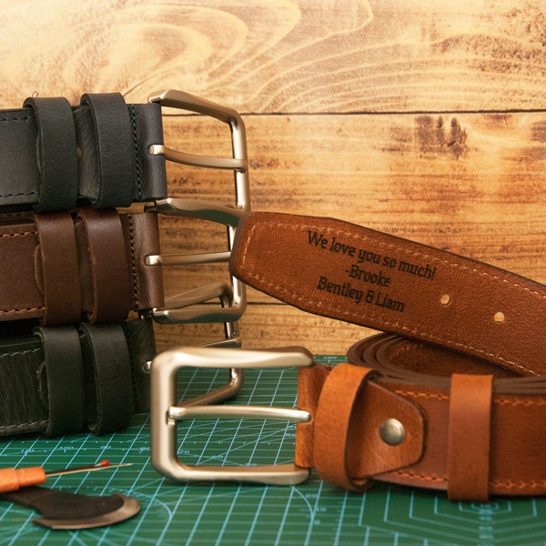 Birthday Gift for Father,Personalized Leather Belt for Men,Mens Gift,Handcrafted Full-Grain Leather Belt for Him,Custom Real Leather Belt