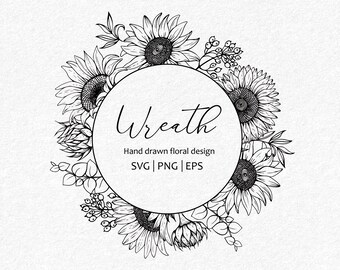Download Sunflower Wreath Svg Etsy