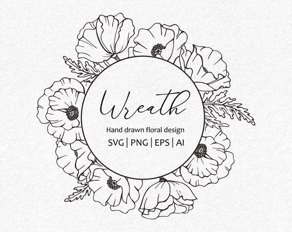wildflowers svg for wedding invitation. Poppy SVG files for cricut Flower silhouette SVG