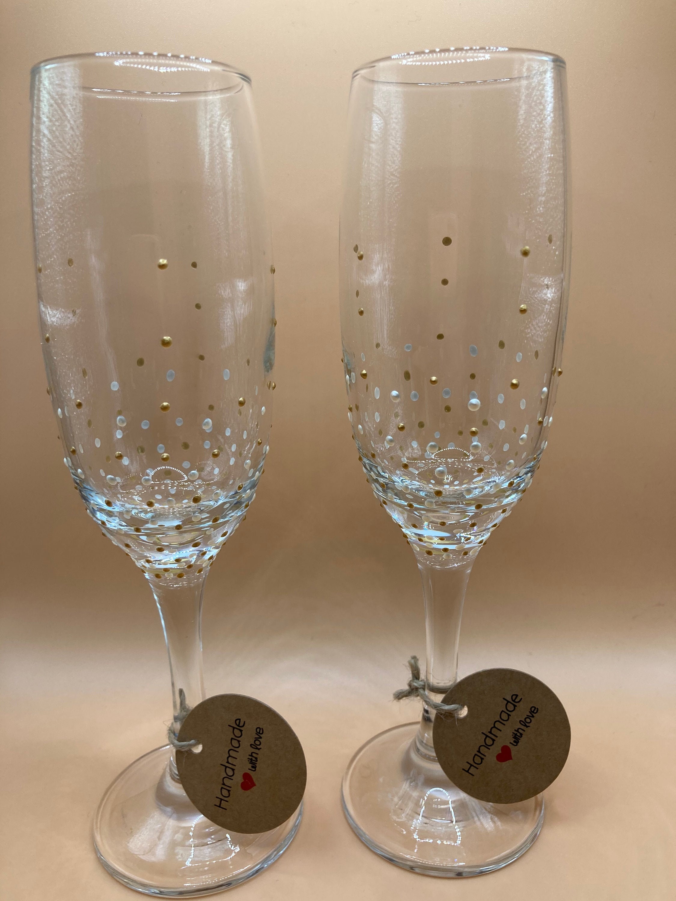 A pair of hand painted Prosecco glasses. Wedding day champagne Etsy