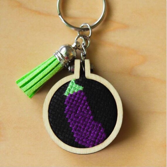 Eggplant Keychain Etsy