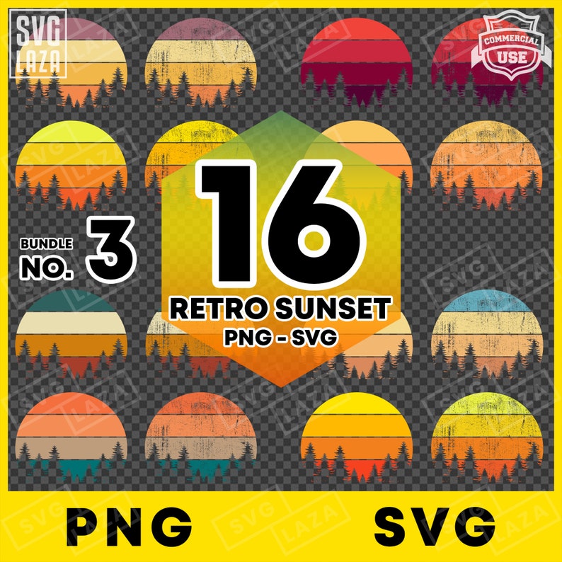 Download Circular Retro Sunset SVG Bundle 16 Distressed ...