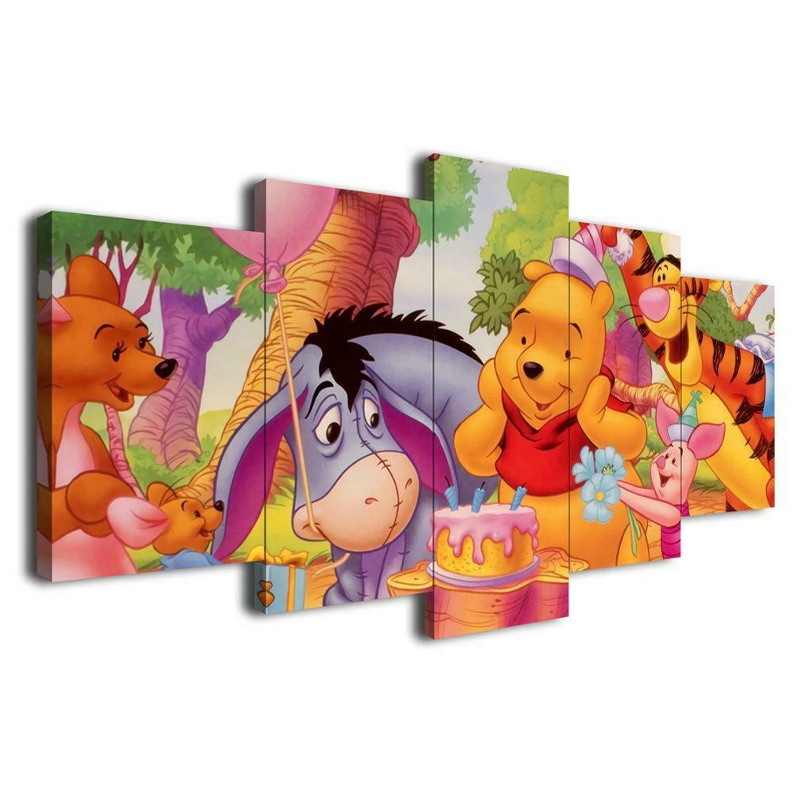Winnie the Pooh 5 Pieces Canvas Wall Art Framed Ready To Hang Etsy