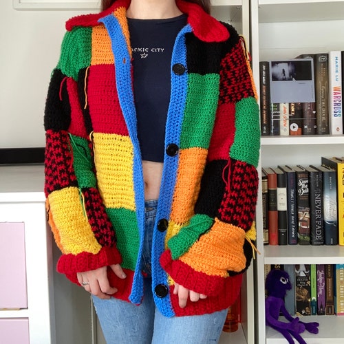 Harry Styles/ JW Anderson Crochet Cardigan/ Jacket | Handmade Custom Cardigan / Sweater | Unisex | Patchwork Crochet Cardigan