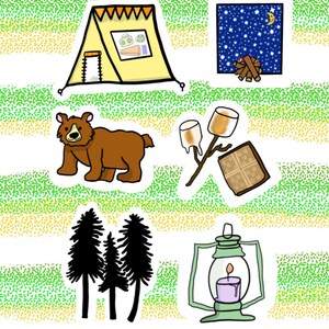 Hoja de pegatinas del campamento / envío libre / hoja de pegatinas impermeables / pegatinas lindas / gran regalo para sus seres queridos