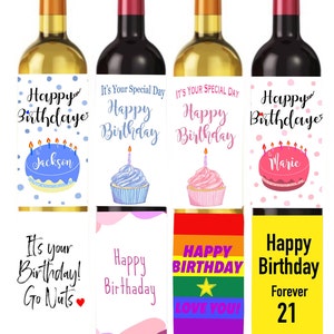 Birthday wine labels / Gift labels / Free shipping / Gifts for loves ones