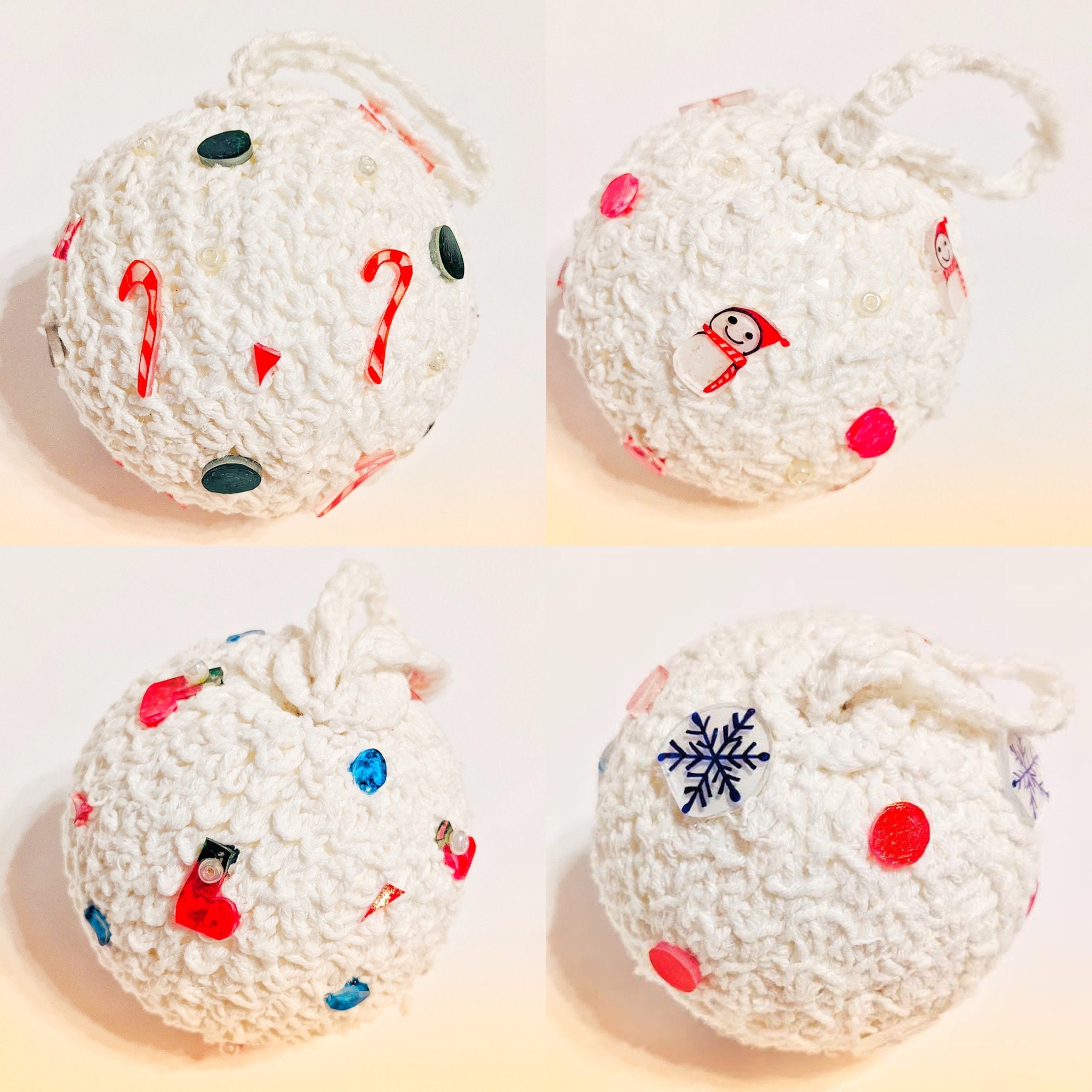 Handmade Christmas ornaments made with styrofoam ball wrapped Etsy