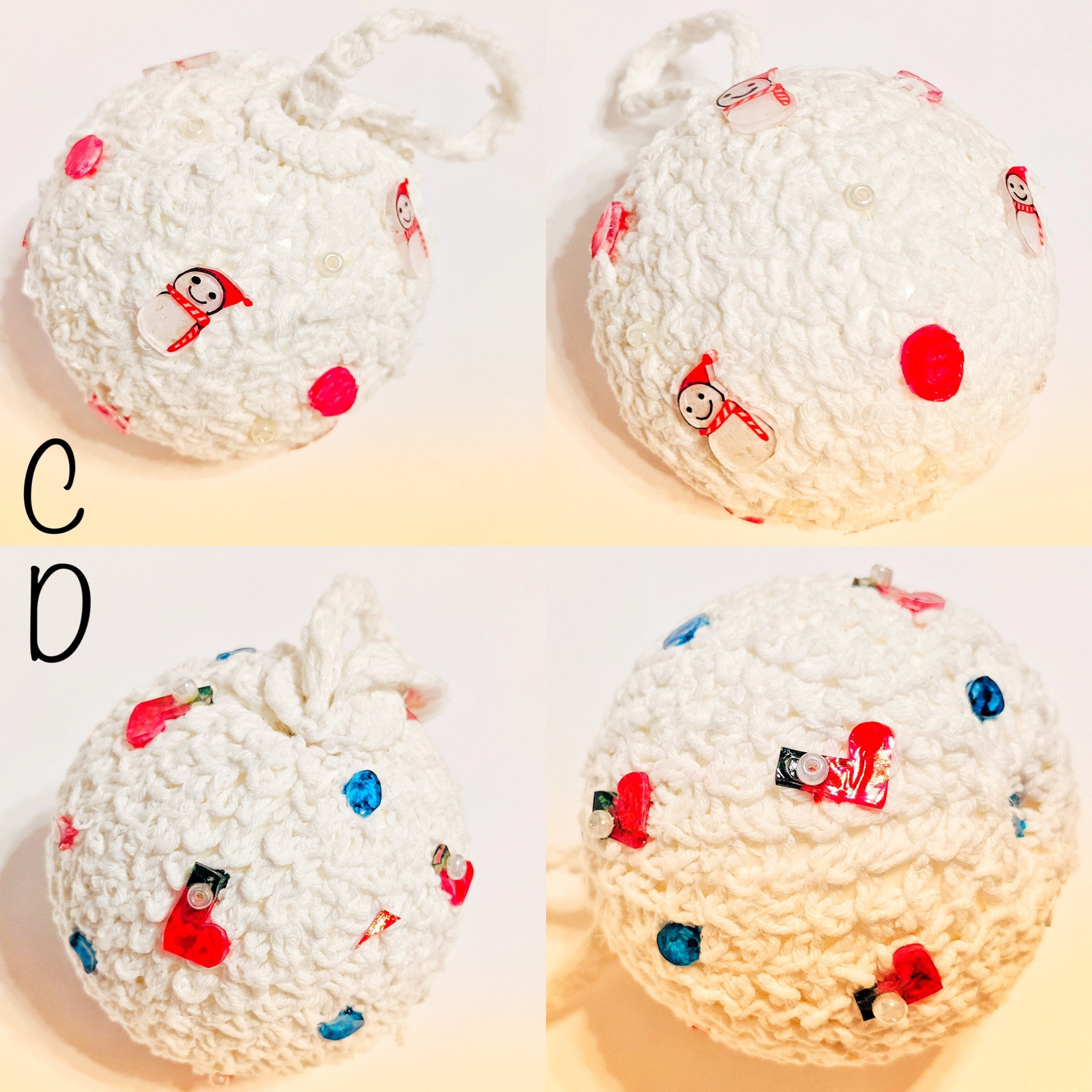 Handmade Christmas ornaments made with styrofoam ball wrapped Etsy