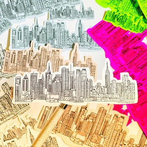 Pegatinas de Nueva York, 3 tamaños, 7 acabados diferentes
