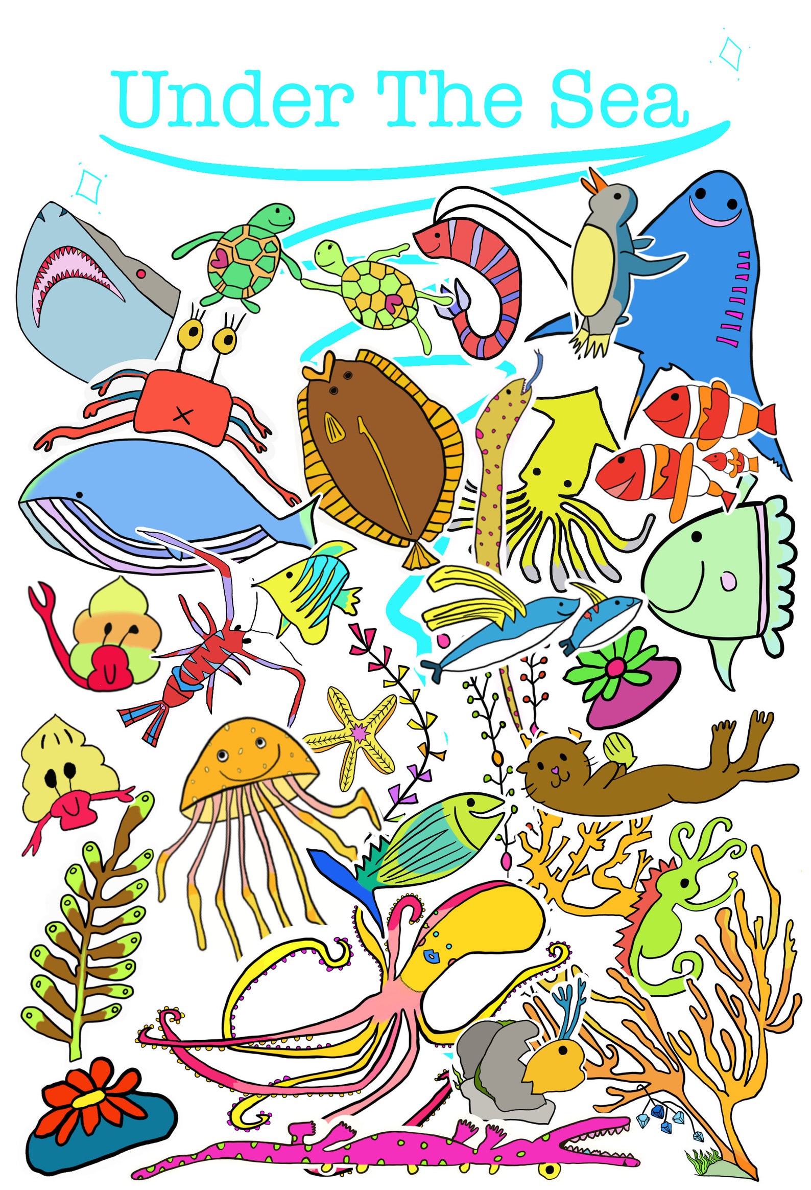 Under the Sea Stickers / 31 Individual Stickers / Free Etsy