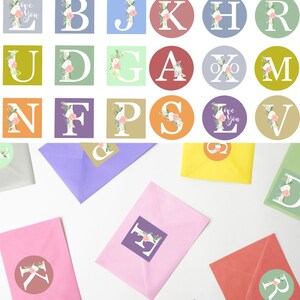 16 Initial Stickers / A tot Z, Love, Love You & xoxo stickers / Circle of Square / For Everywhere!/ Gratis verzending